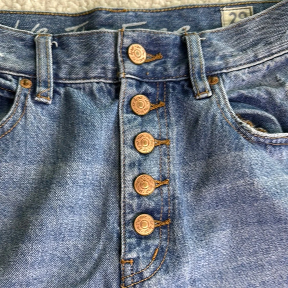 Free People We The Free Blue Denim Button Fly Jean Shorts - Picture 3 of 6
